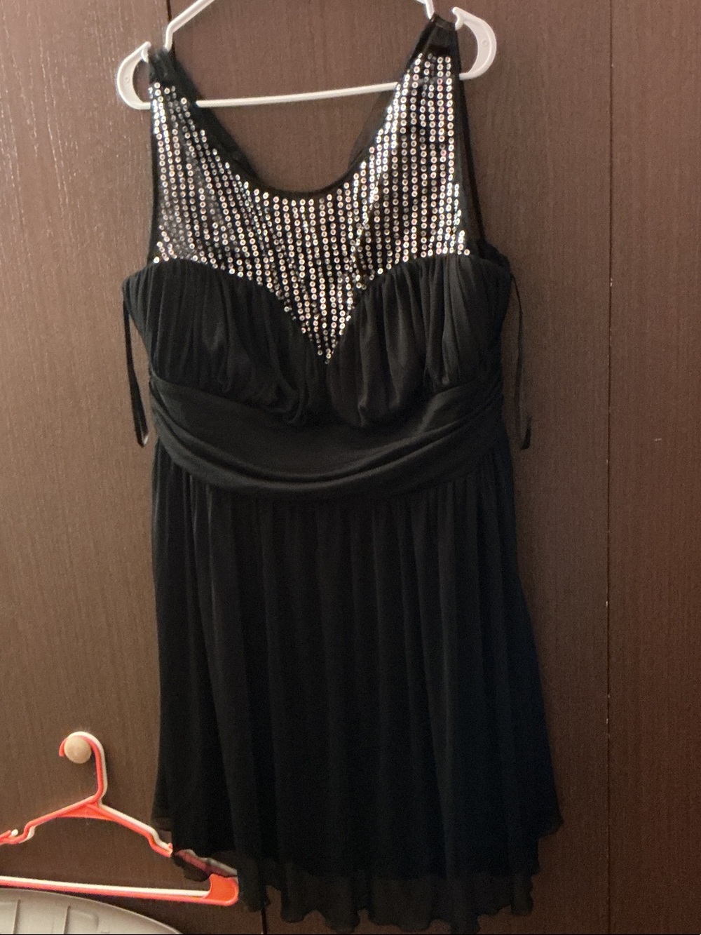 Deb Black Sleeveless Cocktail Dress with Silver Sequin Bodice ( only worn once)